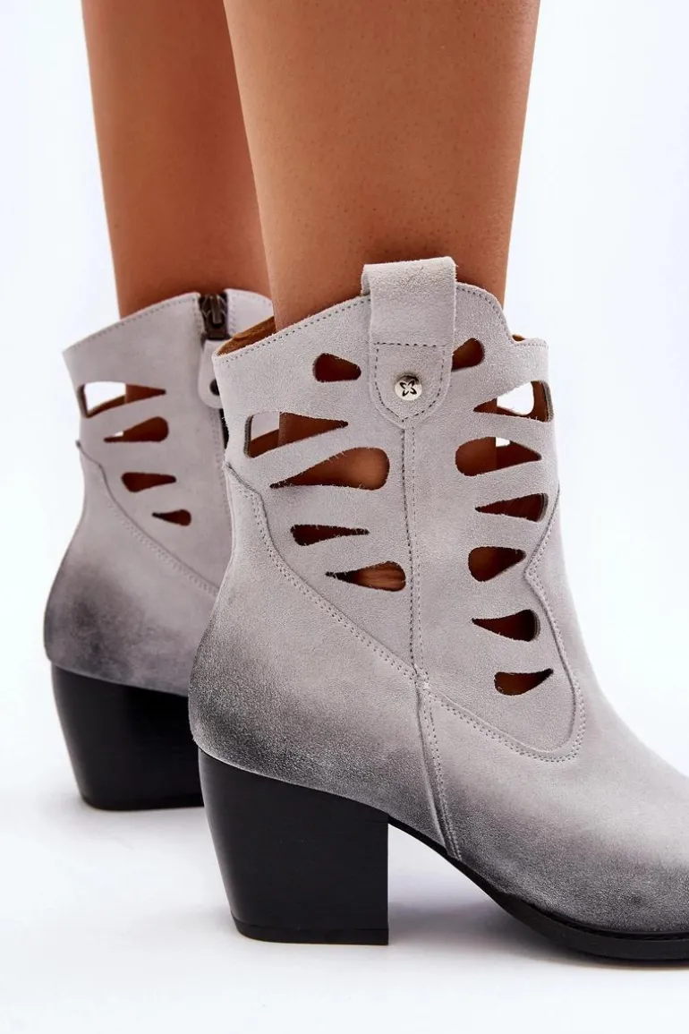 Skórzane Botki Z Wycięciami Maciejka 06412-11 Białe