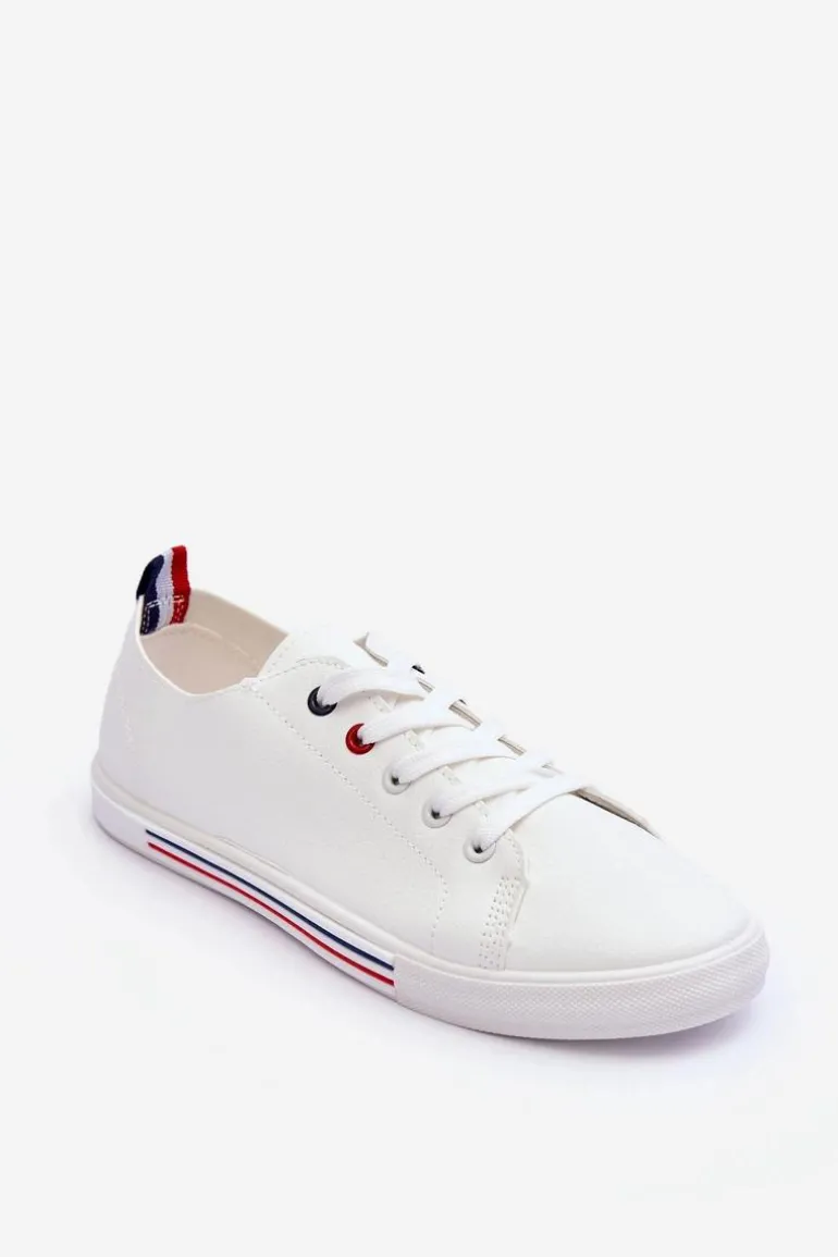 Skórzane Buty Sportowe Damskie Białe Mossaia