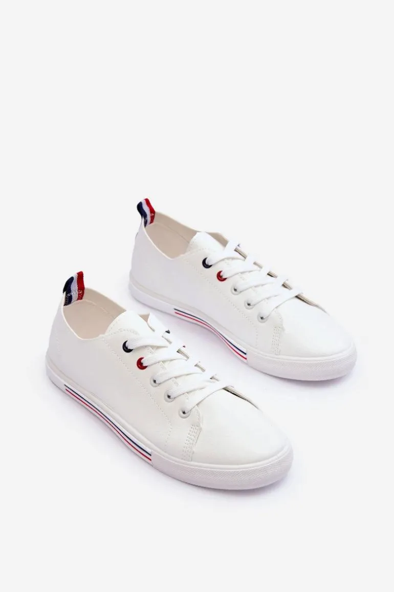 Skórzane Buty Sportowe Damskie Białe Mossaia