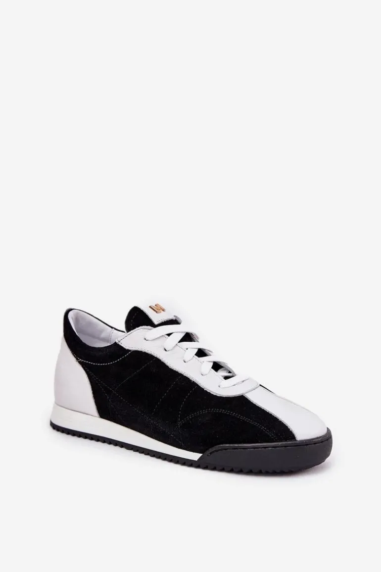 Skórzane Buty Sportowe Damskie Laura Messi 2935 Czarne