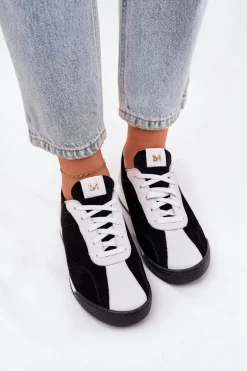 Skórzane Buty Sportowe Damskie Laura Messi 2935 Czarne