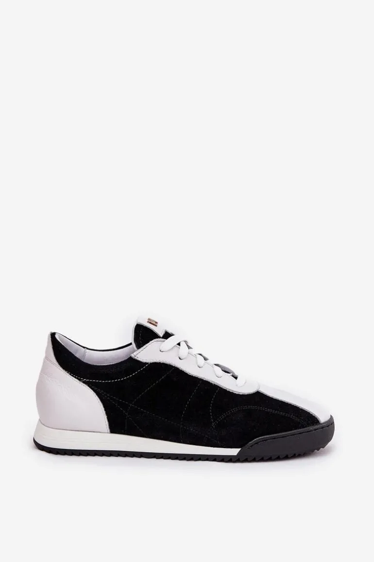 Skórzane Buty Sportowe Damskie Laura Messi 2935 Czarne