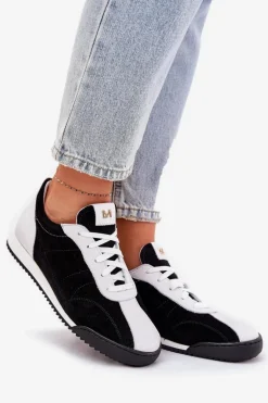 Skórzane Buty Sportowe Damskie Laura Messi 2935 Czarne