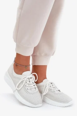 Skórzane Buty Sportowe Damskie Vinceza 41472 Białe