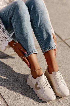 Skórzane Buty Sportowe Damskie Vinceza 7918 Beżowe