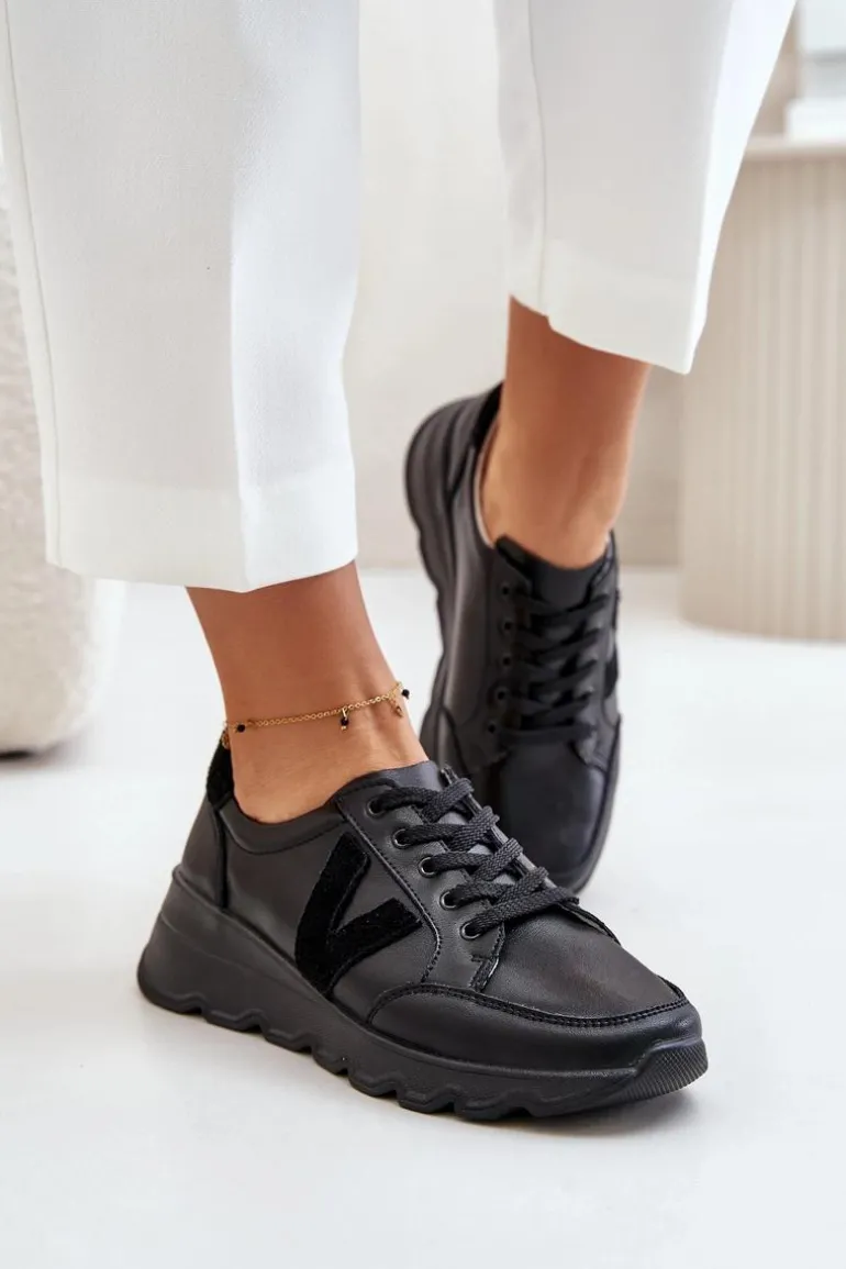 Skórzane Buty Sportowe Damskie Vinceza 7918 Czarne