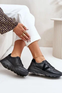 Skórzane Buty Sportowe Damskie Vinceza 7918 Czarne