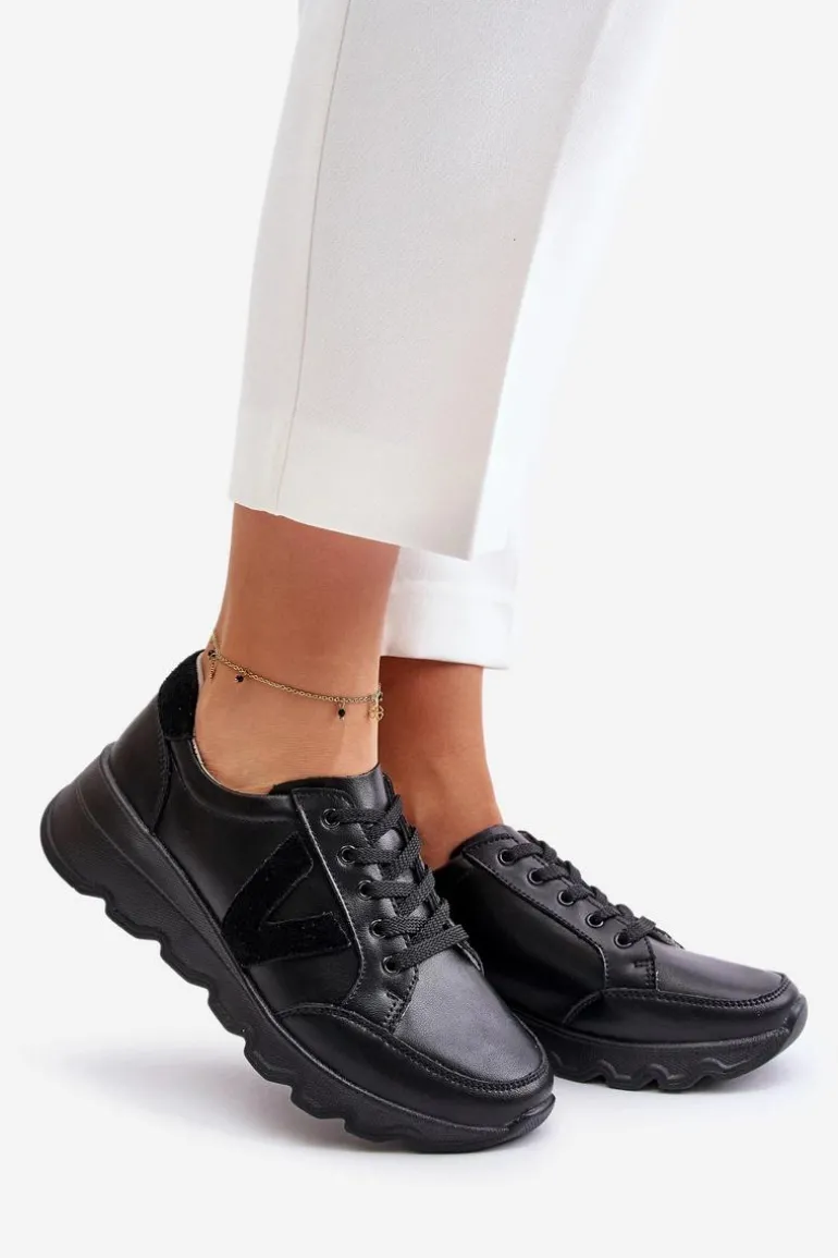 Skórzane Buty Sportowe Damskie Vinceza 7918 Czarne