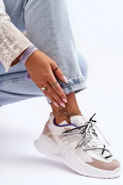 Skórzane Buty Sportowe Na Platformie Białe Sifel