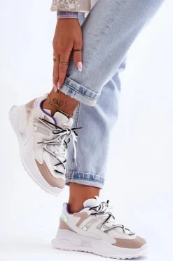 Skórzane Buty Sportowe Na Platformie Białe Sifel