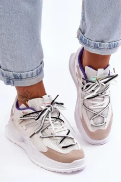 Skórzane Buty Sportowe Na Platformie Białe Sifel