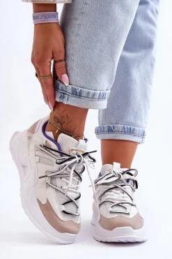 Skórzane Buty Sportowe Na Platformie Białe Sifel