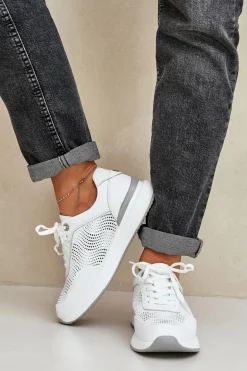 Skórzane Buty Sportowe Sneakersy Damskie S.Barski LR51-551 Białe