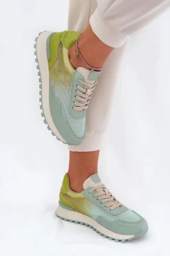 Skórzane Buty Sportowe Z Siateczką Damskie Vinceza 66775 Zielone