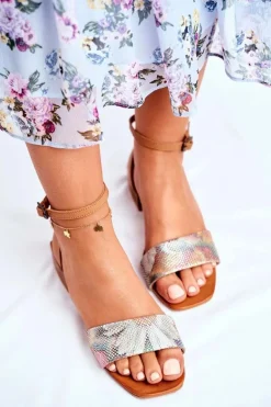 Skórzane Błyszczące Sandały Maciejka 04618-29 Rude