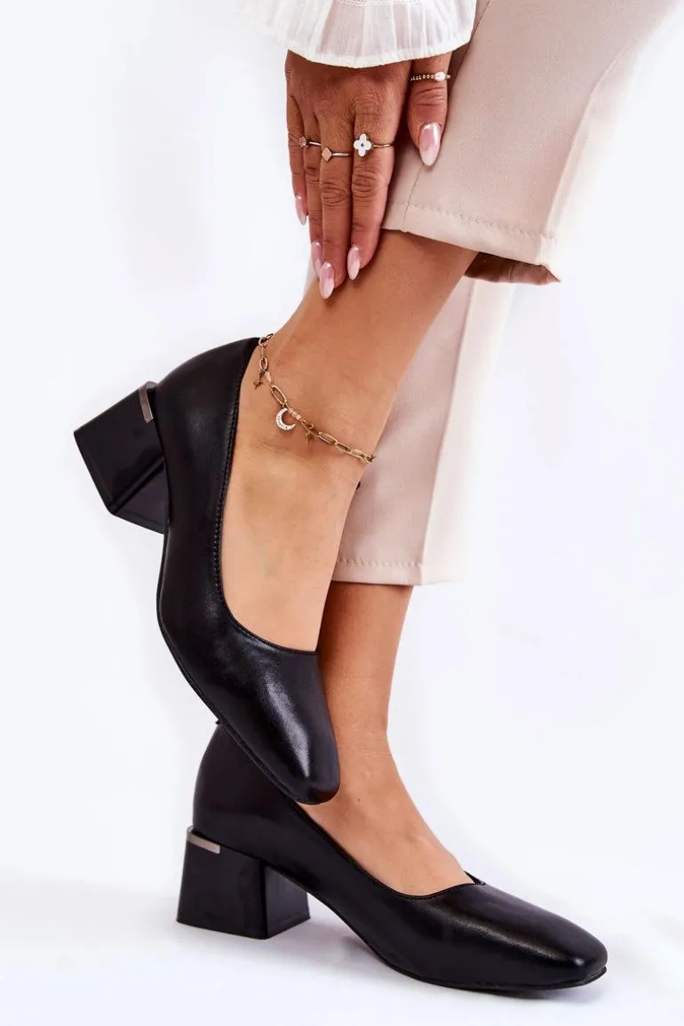 Skórzane Czółenka La.Fi 230034B-QN Czarne