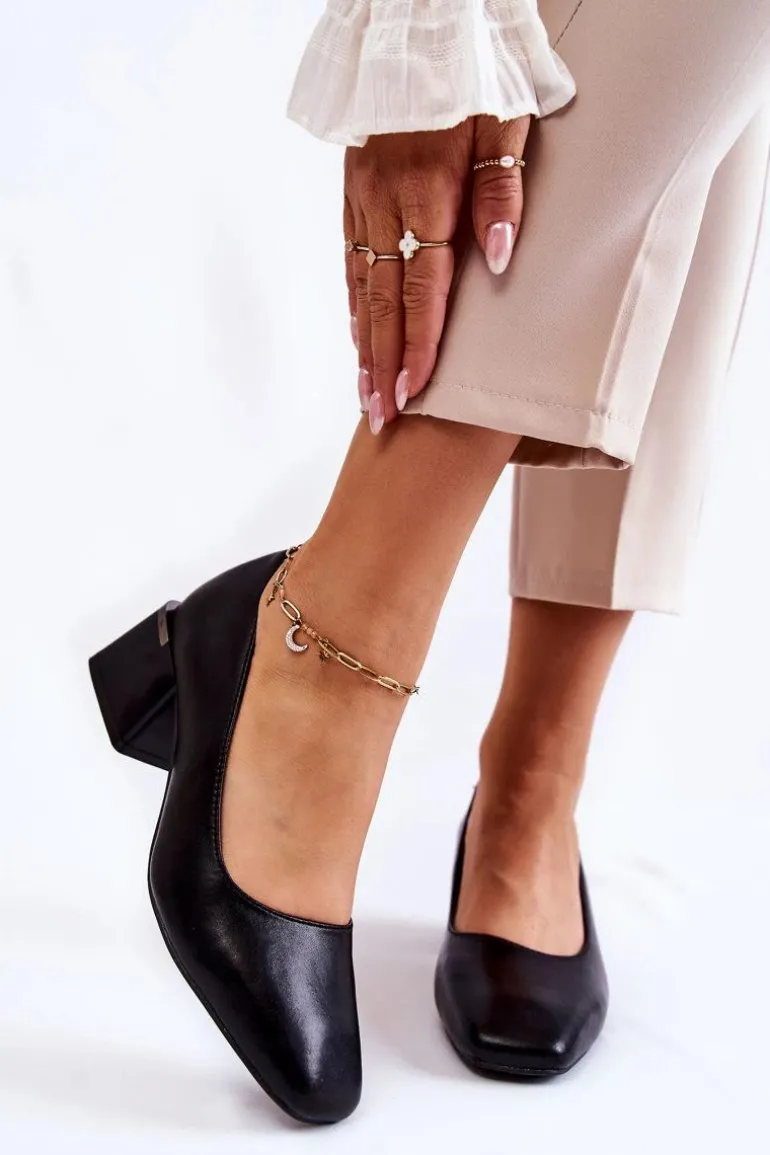 Skórzane Czółenka La.Fi 230034B-QN Czarne