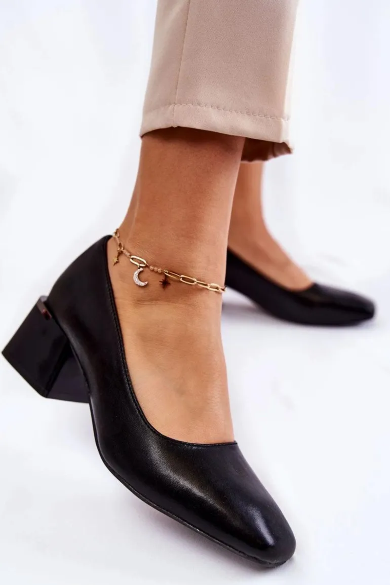 Skórzane Czółenka La.Fi 230034B-QN Czarne