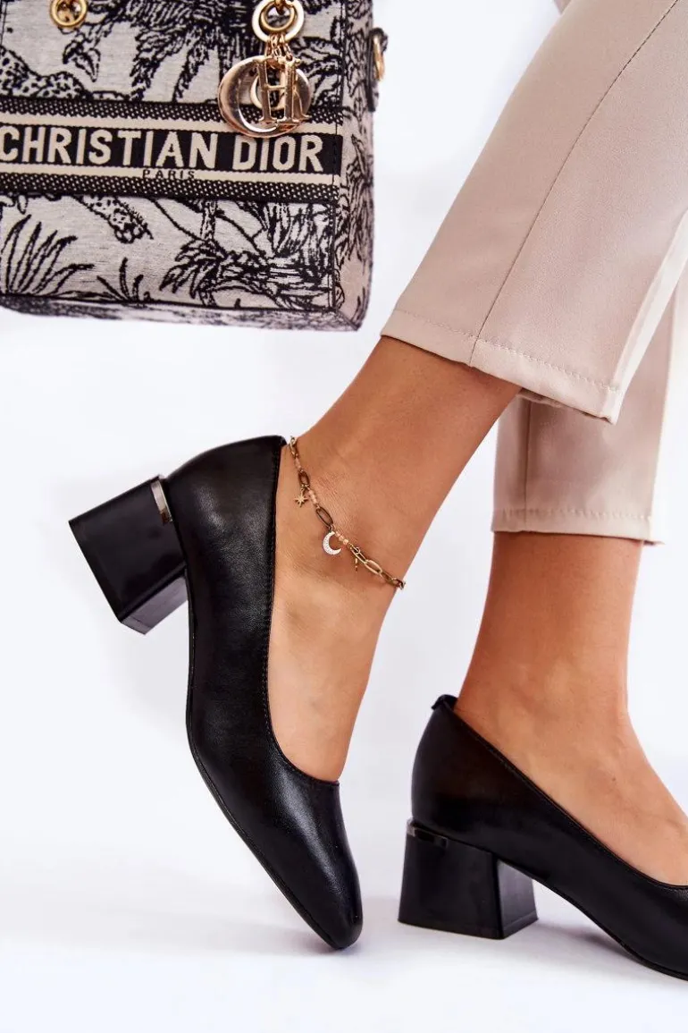 Skórzane Czółenka La.Fi 230034B-QN Czarne