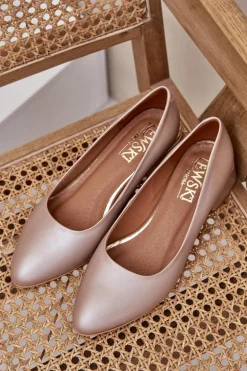 Skórzane Czółenka Lewski 3118 Ciemnobeżowe