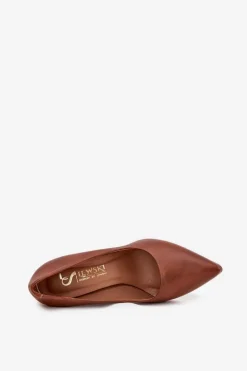 Skórzane Czółenka Lewski 3117 Ciemnobrązowe