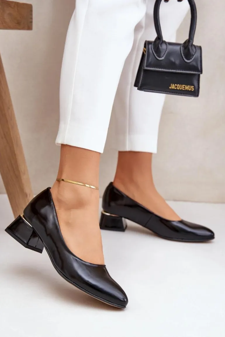 Skórzane Czółenka Lewski 3118 Czarne