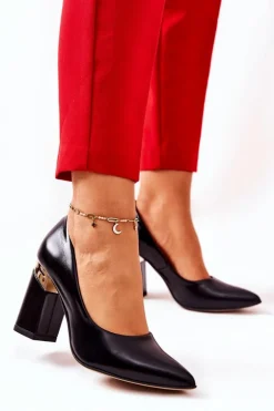 Skórzane Czółenka Lewski 3117 Czarne