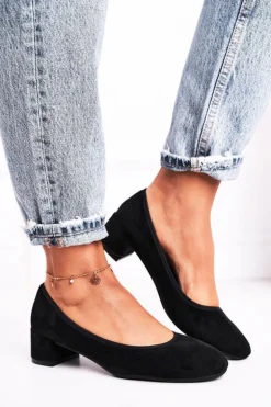 Skórzane Czółenka S.Barski 20-L1 Czarne