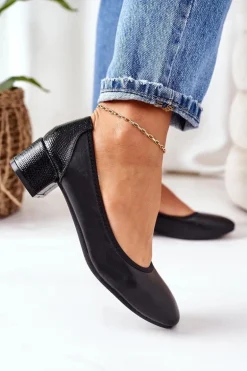 Skórzane Czółenka S.Barski 20-L1 Czarne