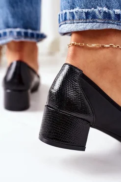 Skórzane Czółenka S.Barski 20-L1 Czarne