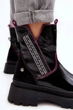 Skórzane Damskie Botki Maciejka 06236-15 Czarne