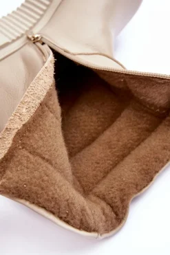 Skórzane Damskie Botki Na Platformie Jasnobeżowe Lemar Suam