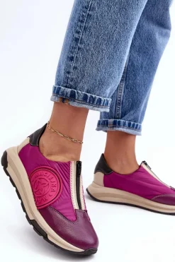 Skórzane Damskie Buty Sportowe Maciejka 06296-15 Fuksja
