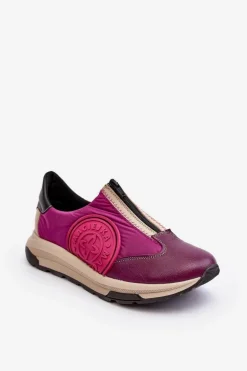 Skórzane Damskie Buty Sportowe Maciejka 06296-15 Fuksja