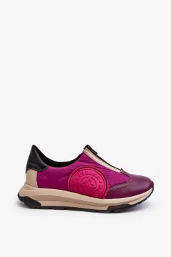 Skórzane Damskie Buty Sportowe Maciejka 06296-15 Fuksja