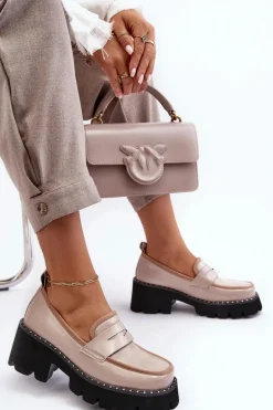 Skórzane Damskie Mokasyny D&A MR870-32 Beżowe