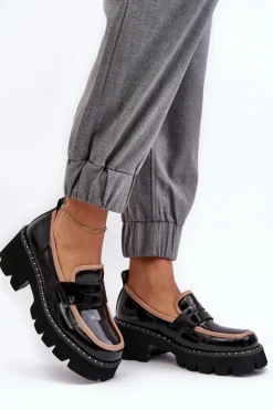 Skórzane Damskie Mokasyny D&A MR870-32 Czarne