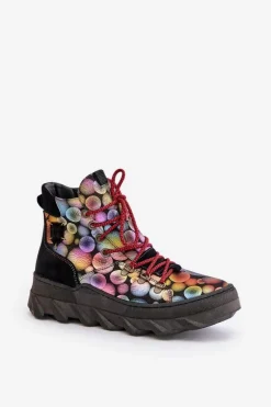 Skórzane Damskie Ocieplane Botki Maciejka 06146-39 Multikolor