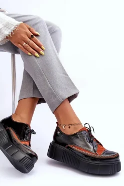 Skórzane Damskie Półbuty Maciejka 50740-18 Czarne