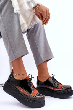 Skórzane Damskie Półbuty Maciejka 50740-18 Czarne