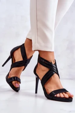 Skórzane Damskie Sandały Na Suwak Lewski Shoes 3139 Czarne
