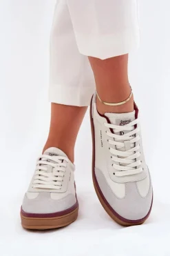 Skórzane Damskie Sneakersy Daniel Lopez Just Dare SS2D4008 Biało-Szare