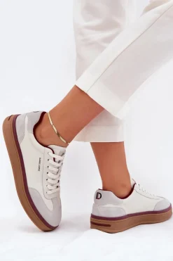 Skórzane Damskie Sneakersy Daniel Lopez Just Dare SS2D4008 Biało-Szare