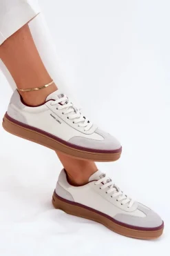 Skórzane Damskie Sneakersy Daniel Lopez Just Dare SS2D4008 Biało-Szare