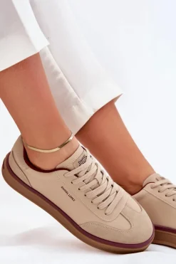 Skórzane Damskie Sneakersy Daniel Lopez Just Dare SS2D4007 Beżowe