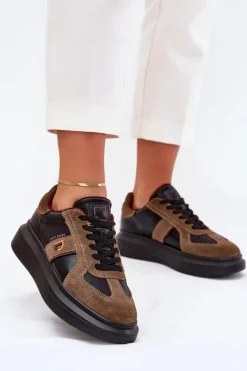 Skórzane Damskie Sneakersy Na Platformie Daniel Lopez Just Dare SS2D4001 Czarne