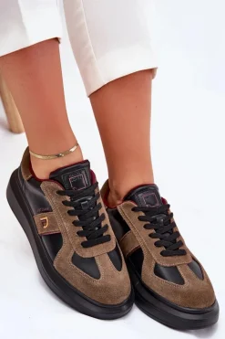 Skórzane Damskie Sneakersy Na Platformie Daniel Lopez Just Dare SS2D4001 Czarne