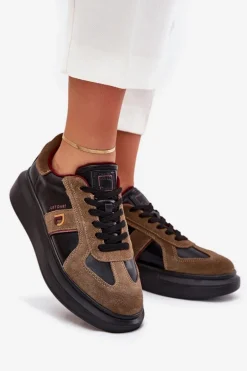 Skórzane Damskie Sneakersy Na Platformie Daniel Lopez Just Dare SS2D4001 Czarne