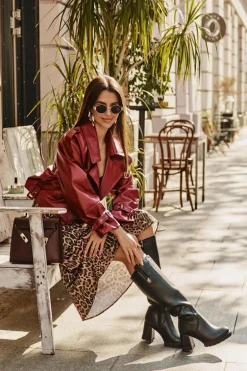 Skórzane Eleganckie Kozaki Do Kolana Na Obcasie Słupku Ocieplane D&A CR42-118 Czarne