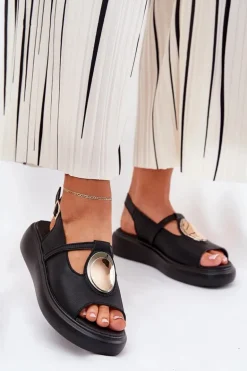 Skórzane Eleganckie Sandały Damskie S.Barski GR51-603 Czarne